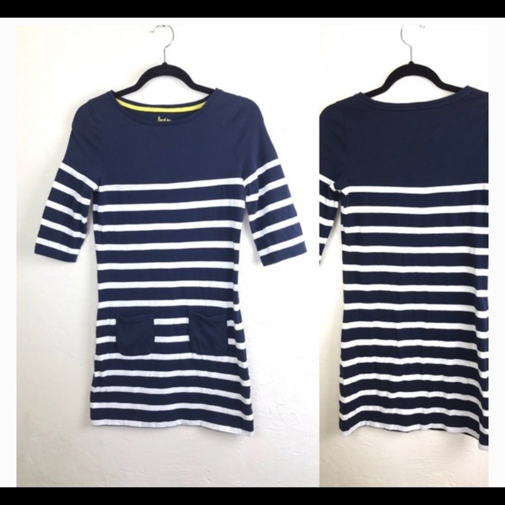 Boden Navy & White Stripped Dress
